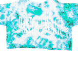 SUN TRIANGLE Cropped Daytona Beach Womens Tie Dye T-Shirt Blue USA M