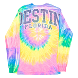 GILDAN Destin Florida Mens Tie Dye T-Shirt Pink Long Sleeve USA S