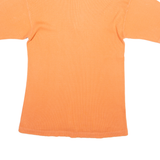 VINEGAR Mens T-Shirt Orange Button Neck L