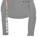 ELLESSE Cropped Womens T-Shirt Grey Long Sleeve 1/4 Zip UK 8