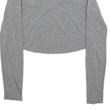 ELLESSE Cropped Womens T-Shirt Grey Long Sleeve 1/4 Zip UK 8