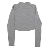 ELLESSE Cropped Womens T-Shirt Grey Long Sleeve 1/4 Zip UK 8