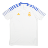 ADIDAS Real Madrid Mens Football Shirt Jersey White Button Neck S