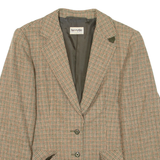 BRUESTLE Womens Blazer Jacket Green Knit Wool Check M