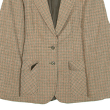 BRUESTLE Womens Blazer Jacket Green Knit Wool Check M