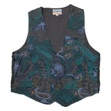 Mens Blazer Waistcoat Green Paisley M