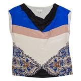 HOBBS LONDON Womens Printed Top Cream Sleeveless Silk Paisley UK 10