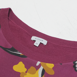 JIGSAW Womens Printed Top Maroon Long Sleeve Silk Floral XS