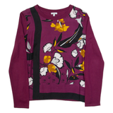 JIGSAW Womens Printed Top Maroon Long Sleeve Silk Floral XS