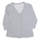 BODEN Womens Printed Shirt Cream V-Neck 3/4 Sleeve Spotted UK 14
