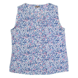JIGSAW Womens Printed Blouse Purple V-Neck Sleeveless Silk Spotted UK 10