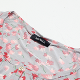 MAX&CO Womens Printed Top Grey Long Sleeve Floral M