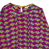 WHITE STUFF Womens Printed Top Purple Long Sleeve Crazy Pattern UK 12