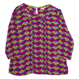 WHITE STUFF Womens Printed Top Purple Long Sleeve Crazy Pattern UK 12