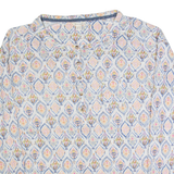 WHITE STUFF Womens Printed Top Cream Long Sleeve Linen Crazy Pattern UK 10