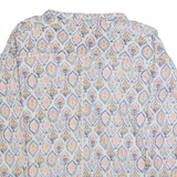 WHITE STUFF Womens Printed Top Cream Long Sleeve Linen Crazy Pattern UK 10