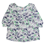 WHITE STUFF Womens Printed Blouse Cream 3/4 Sleeve Crazy Pattern UK 12