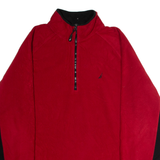 NAUTICA Mens Patterned Fleece Red Colourblock 1/4 Zip XL
