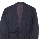 Mens Blazer Jacket Blue Wool Check L