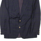 Mens Blazer Jacket Blue Wool Check L