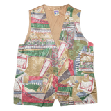 YESSICA Womens Waistcoat Brown Crazy Pattern L