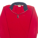 IZOD Fleece Mens Sweatshirt Red 1/4 Zip 90s M