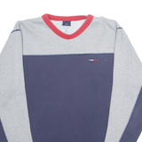 TOMMY JEANS Mens Sweatshirt Blue V-Neck 90s M