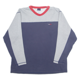 TOMMY JEANS Mens Sweatshirt Blue V-Neck 90s M