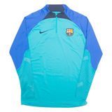 NIKE DRI FIT Slim Fit FC Barcelona Mens Sweatshirt Blue 1/4 Zip L