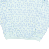 FLEECE FORWARD Bow Print Fleece Lined Womens Sweatshirt Blue V-Neck 90s L