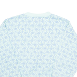 FLEECE FORWARD Bow Print Fleece Lined Womens Sweatshirt Blue V-Neck 90s L