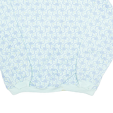 FLEECE FORWARD Bow Print Fleece Lined Womens Sweatshirt Blue V-Neck 90s L