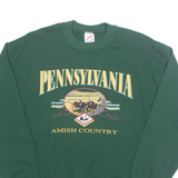 JERZEES Pennsylvania Amish Country Womens Sweatshirt Green USA L