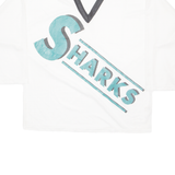 YVETTE Sharks Mens Jersey White Long Sleeve USA V-Neck XL