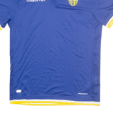 MACRON Hellas Verona Mens Football Shirt T-Shirt Blue Button Neck M