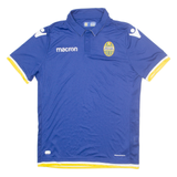 MACRON Hellas Verona Mens Football Shirt T-Shirt Blue Button Neck M
