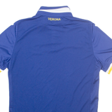 MACRON Hellas Verona Mens Football Shirt T-Shirt Blue Button Neck M