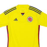 ADIDAS Slim Fit Columbia 2020 Home Mens Football Shirt T-Shirt Yellow V-Neck S