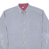 TOMMY HILFIGER Mens Shirt Blue Striped Long Sleeve L