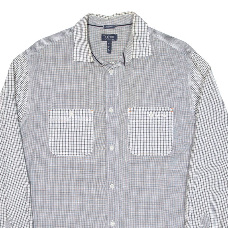 ARMANI JEANS Mens Shirt Grey Check Long Sleeve L
