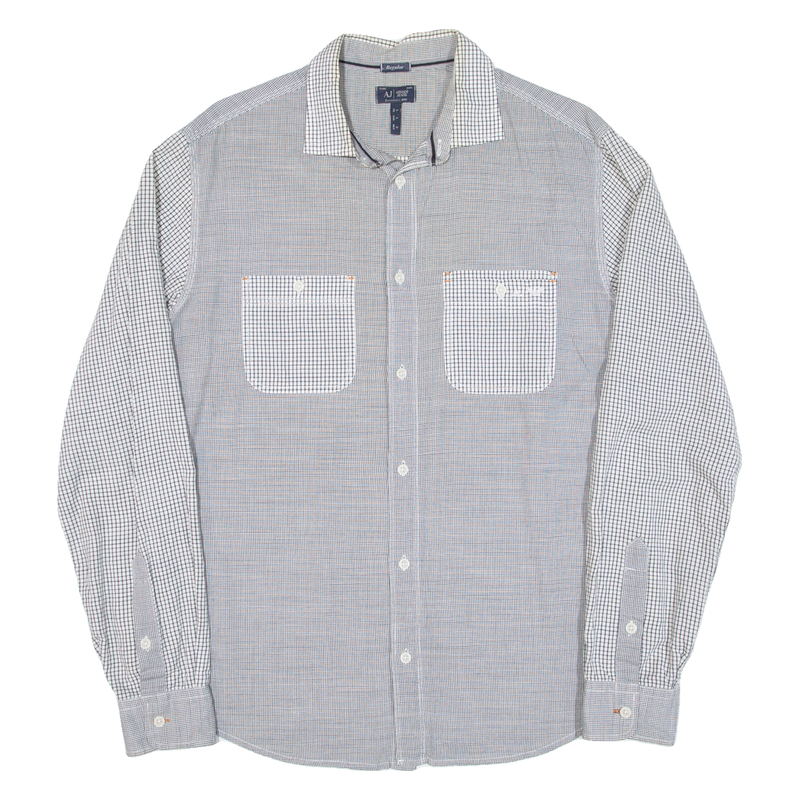 ARMANI JEANS Mens Shirt Grey Check Long Sleeve L
