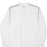REPLAY Silver Tassel Womens Flannel Shirt White Long Sleeve M