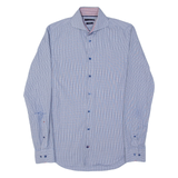 TOMMY HILFIGER Tailored Slim Fit Mens Shirt Blue Plaid Long Sleeve M