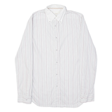 DIESEL Mens Flannel Shirt White Striped Long Sleeve M