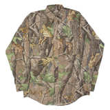 REALTREE Mens Flannel Shirt Brown Nylon Camouflage Long Sleeve S