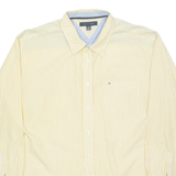 TOMMY HILFIGER Mens Shirt Yellow Striped Long Sleeve XL