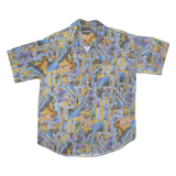 COLOUR ITALIA Mens Shirt Blue Crazy Pattern XL