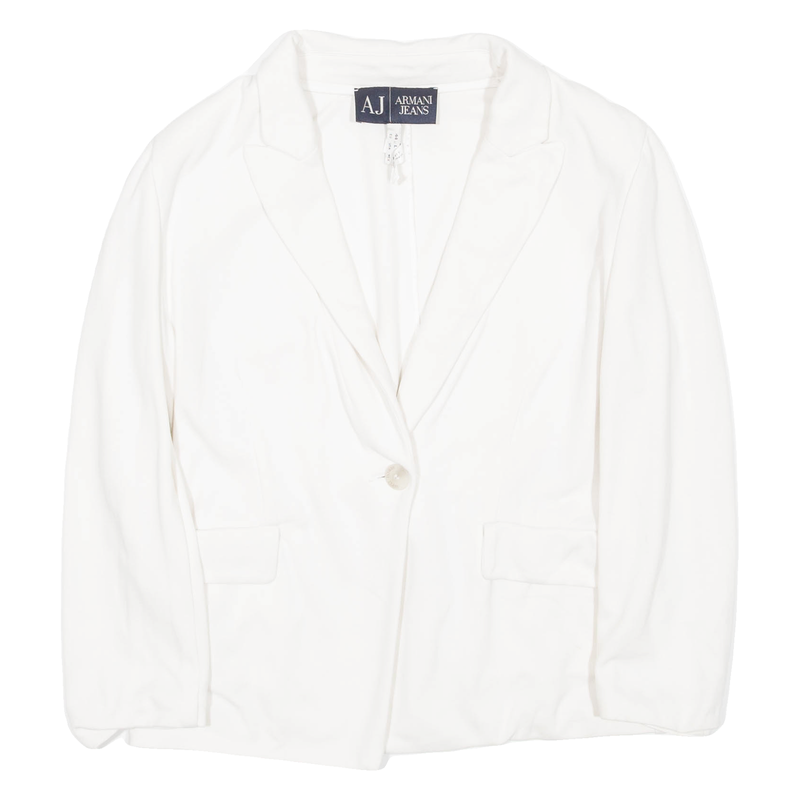 ARMANI JEANS Cropped Womens Blazer Coat White Viscose L