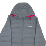 DLX Womens Puffer Jacket Grey Hooded UK 10