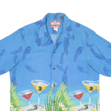 RJC Mens Hawaiian Shirt Blue Floral L